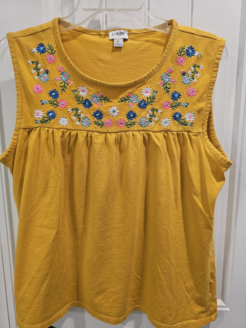 J. Crew Mustard Embroidered Sleeveless Tank Top